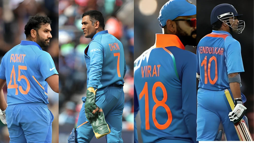 1 to 100 jersey number in cricket india